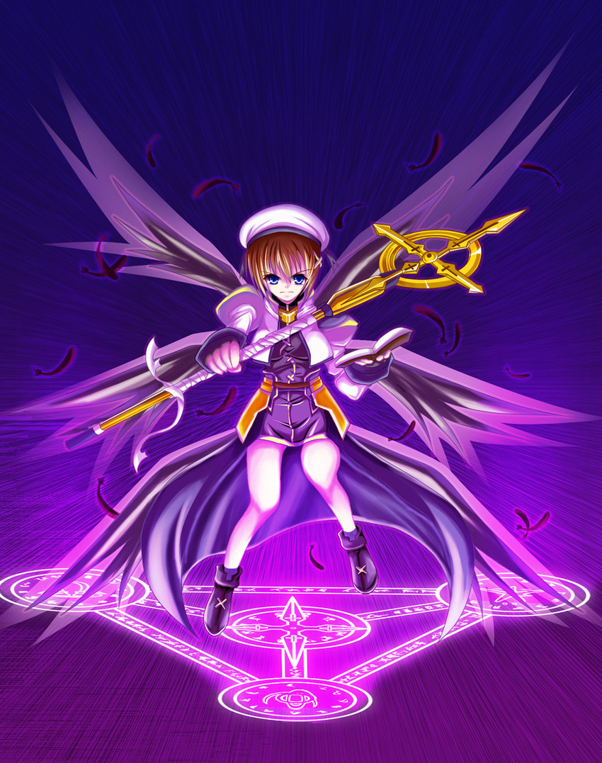 yagami hayate, schwertkreuz, and tome of the night sky (lyrical nanoha and 2 more) drawn by kose