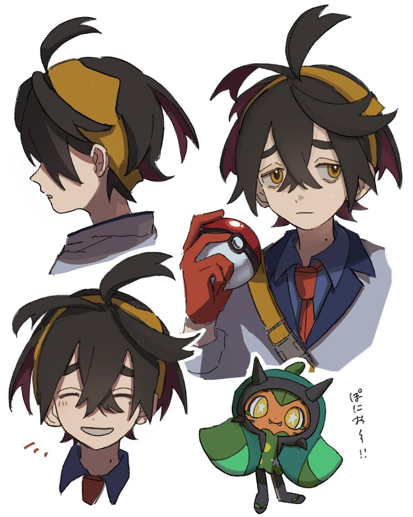 kieran and ogerpon (pokemon and 1 more) drawn by roji_inu
