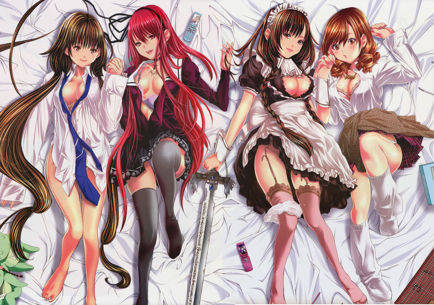 kishimoto lilith, nishikujou haru, and akabane aya (holy knight and 2 more) drawn by miyazaki_maya