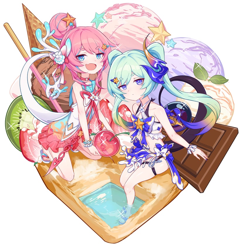 rozaliya olenyeva and liliya olenyeva (honkai and 1 more) drawn by jell_(jell_y_fish)