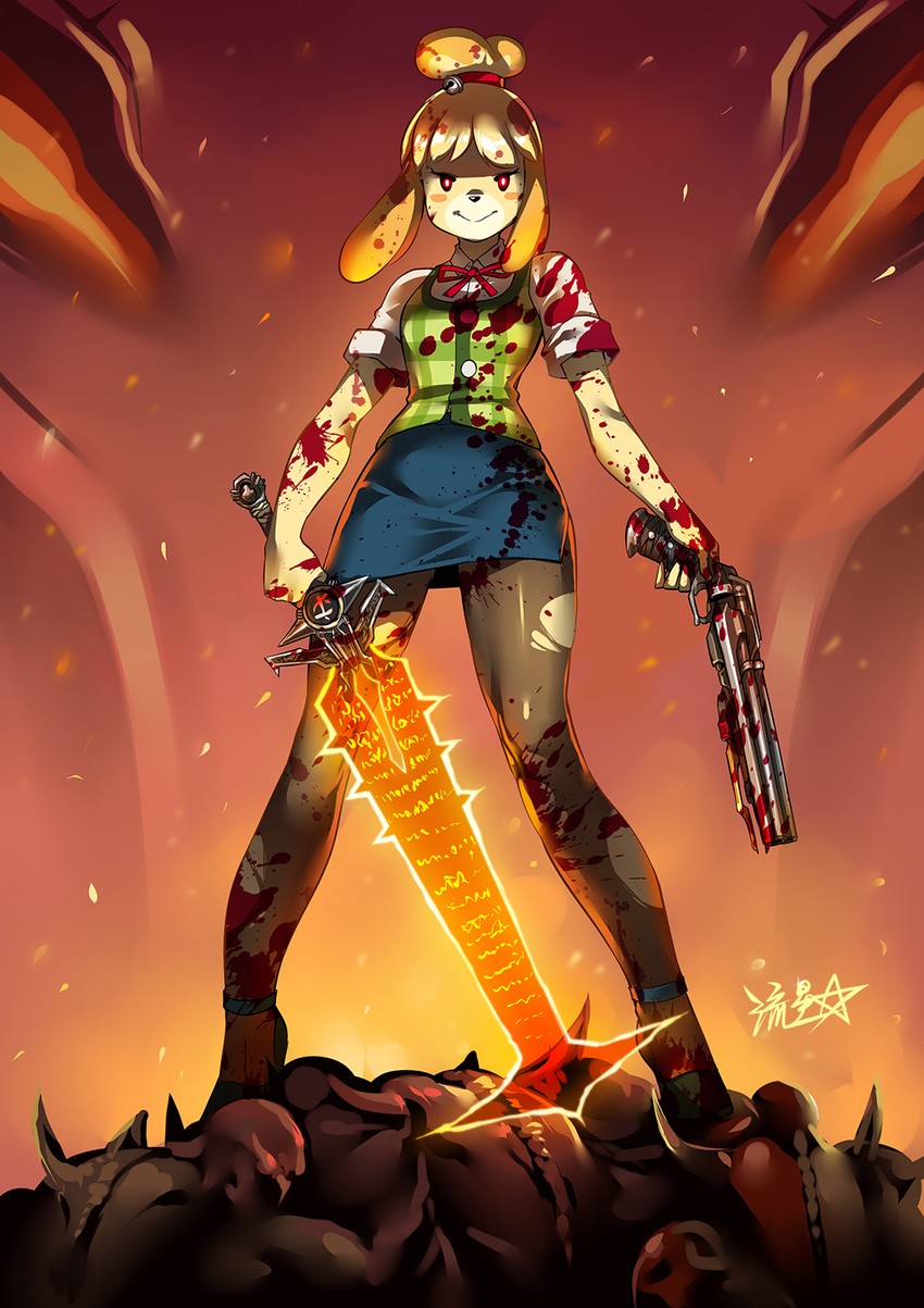 isabelle (animal crossing and 2 more) drawn by ryuusei_(mark_ii)