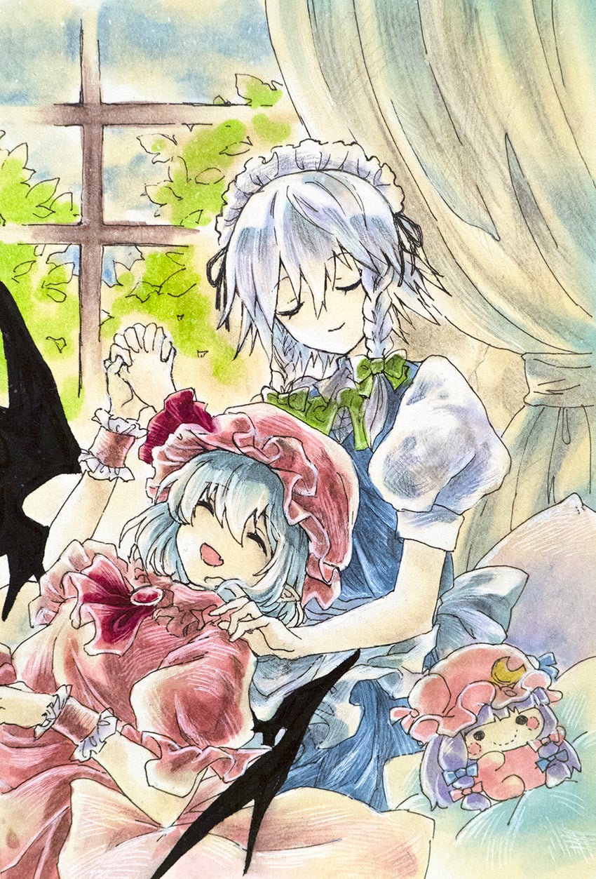 remilia scarlet, izayoi sakuya, and patchouli knowledge (touhou) drawn by ikeda_ruriko