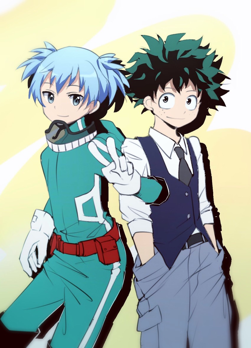 midoriya izuku and shiota nagisa (boku no hero academia and 1 more) drawn by jupiter_yangzouyue