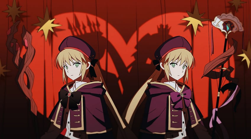 artoria pendragon, artoria caster, and aesc (fate and 1 more) drawn by bobi