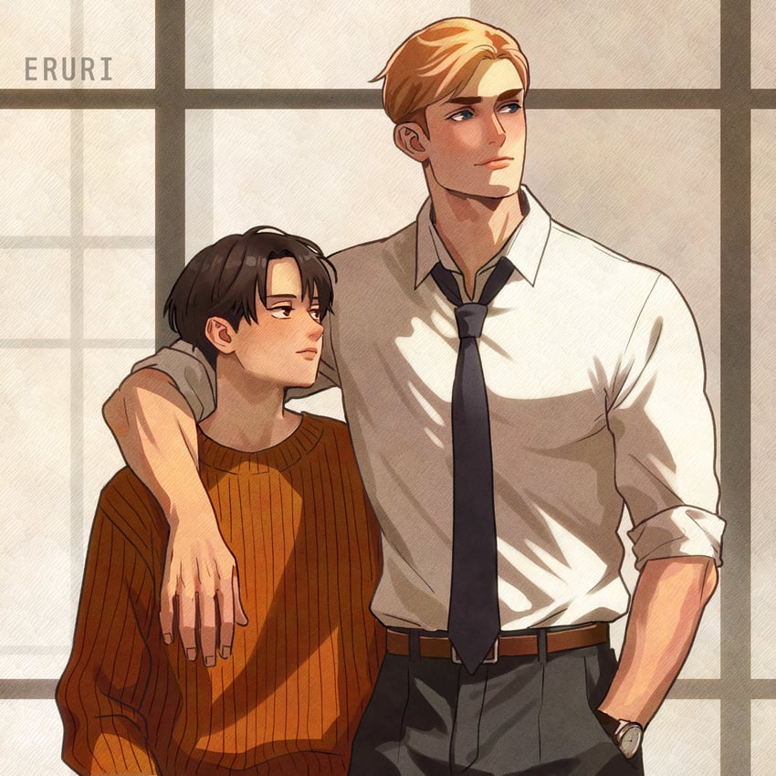 levi and erwin smith (shingeki no kyojin) drawn by 1216liddell