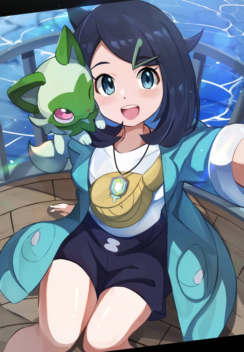sprigatito and liko (pokemon and 1 more) drawn by umiru