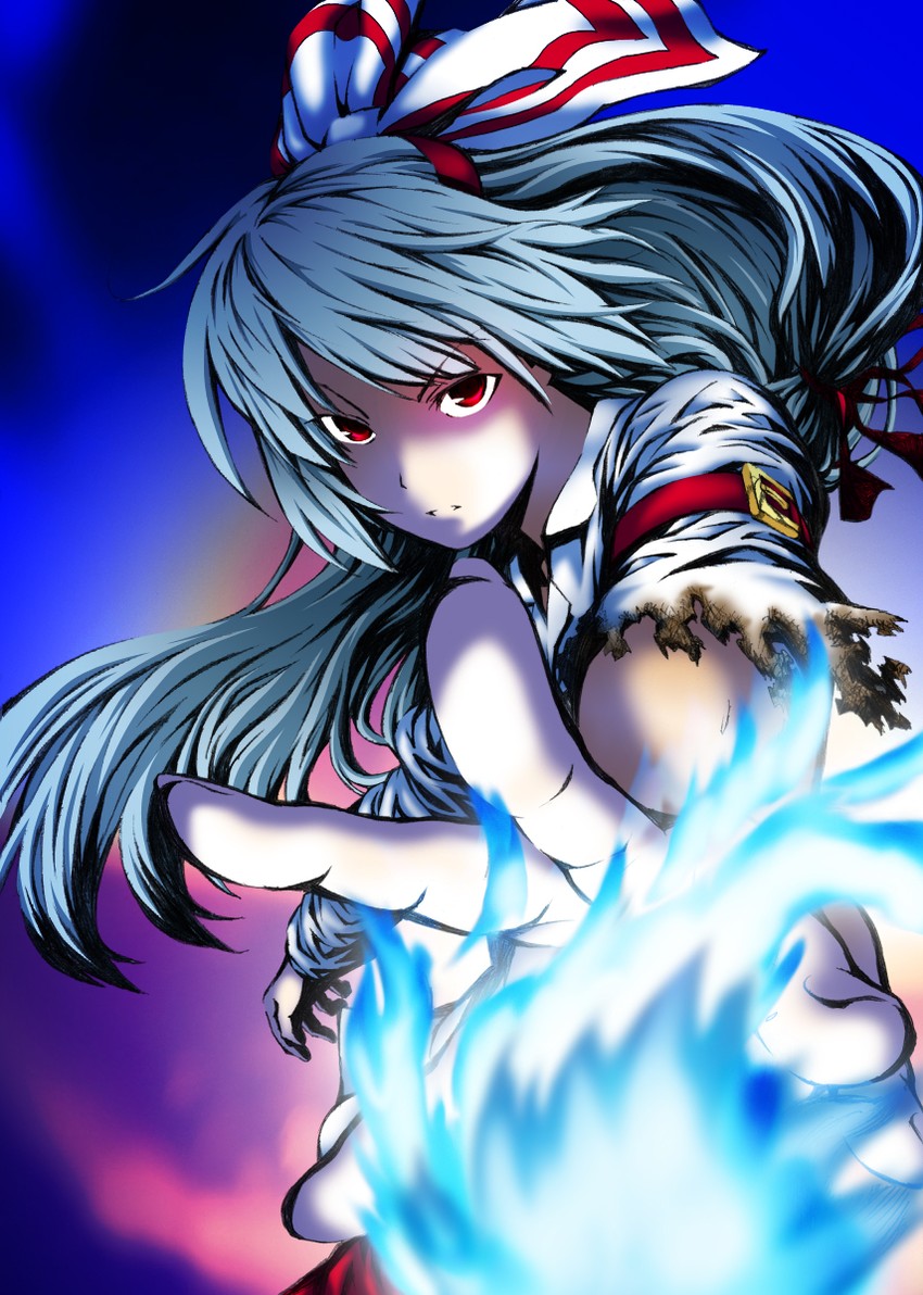 fujiwara no mokou (touhou) drawn by blew_andwhite and tasoku_hokou_heiki