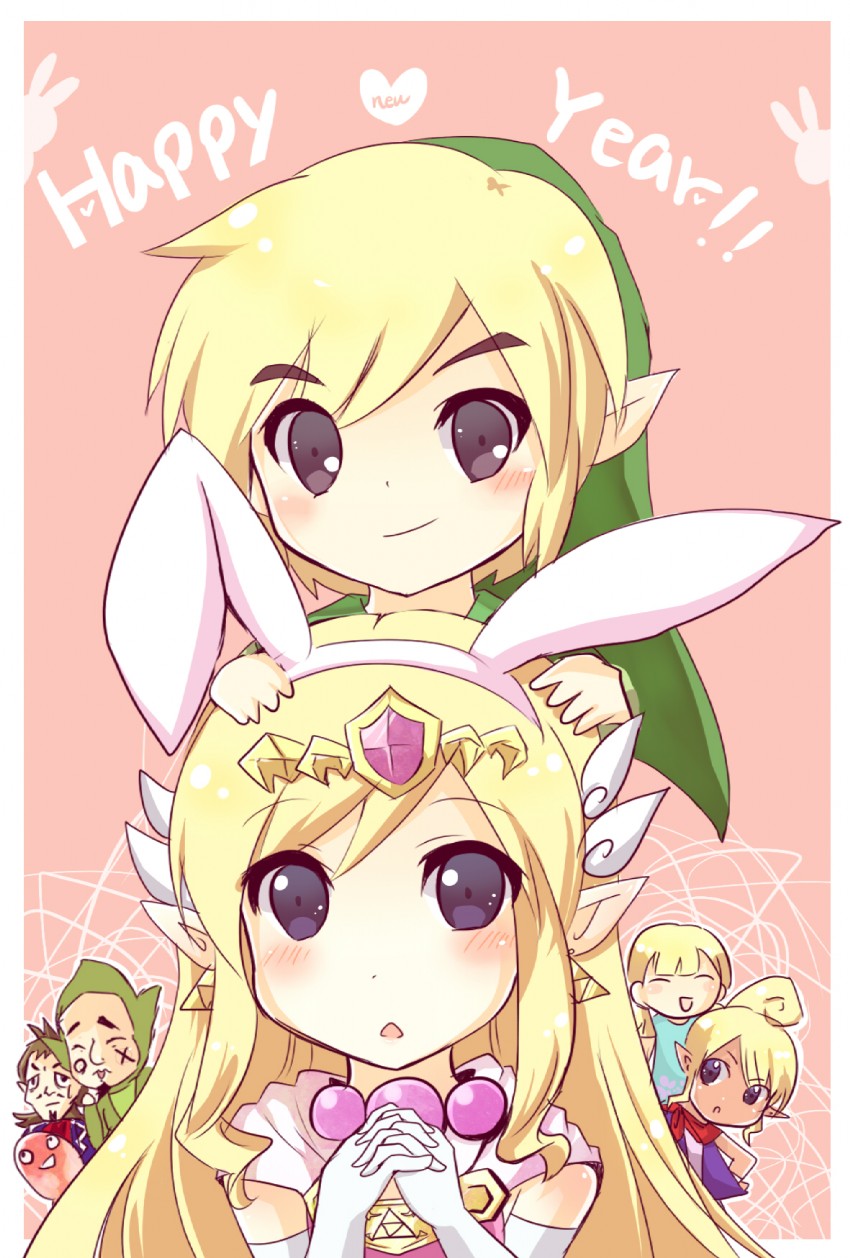 link, princess zelda, toon link, toon zelda, tetra, and 3 more (the legend of zelda and 1 more) drawn by akamomo