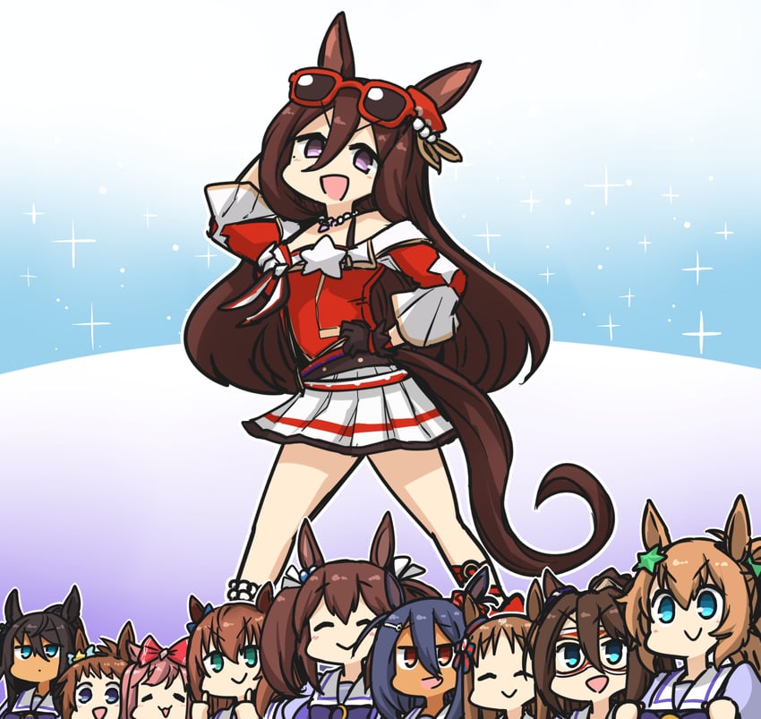 agnes digital, grass wonder, maruzensky, taiki shuttle, el condor pasa, and 5 more (umamusume) drawn by hamu_koutarou