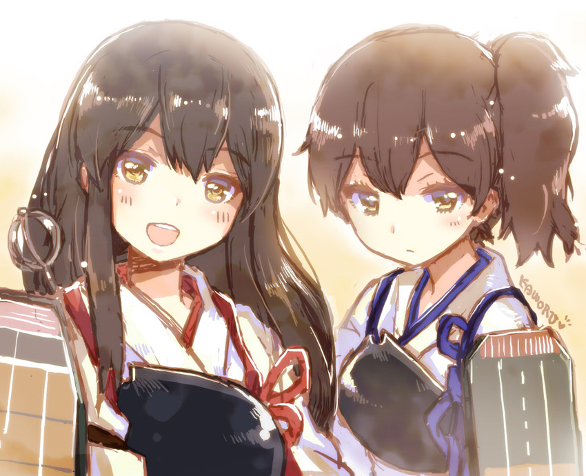 kaga and akagi (kantai collection) drawn by kaworu_(1030)