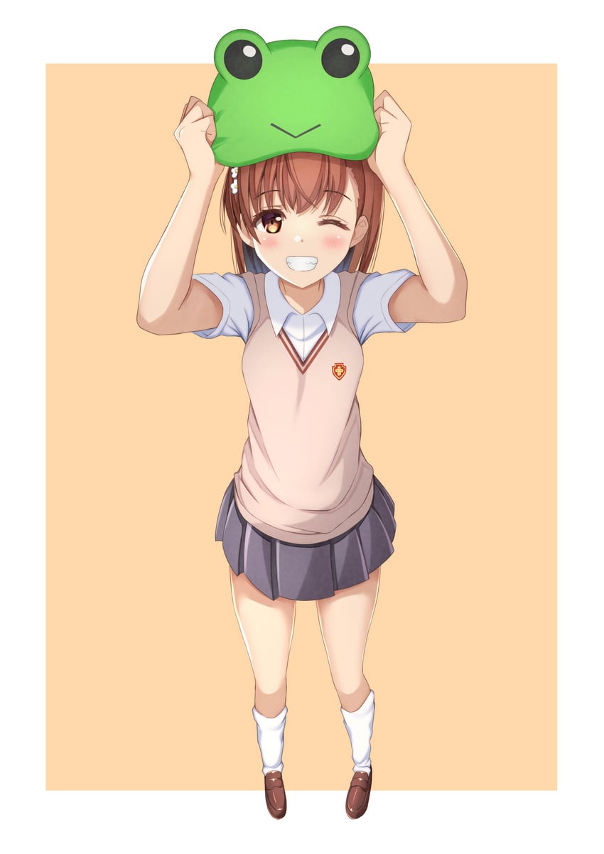 misaka mikoto and gekota (toaru majutsu no index and 1 more) drawn by mimori_(mimori_05)