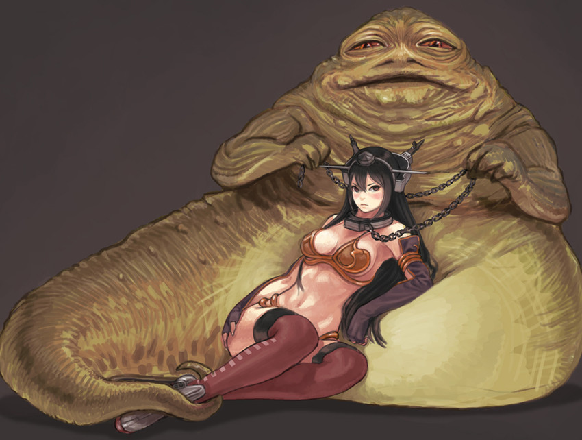 nagato, princess leia, huttslayer leia, and jabba the hutt (kantai collection and 2 more) drawn by gufu_(guffuumu)