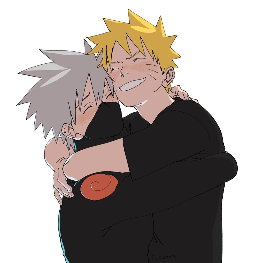 uzumaki naruto and hatake kakashi (naruto and 1 more) drawn by u_uown