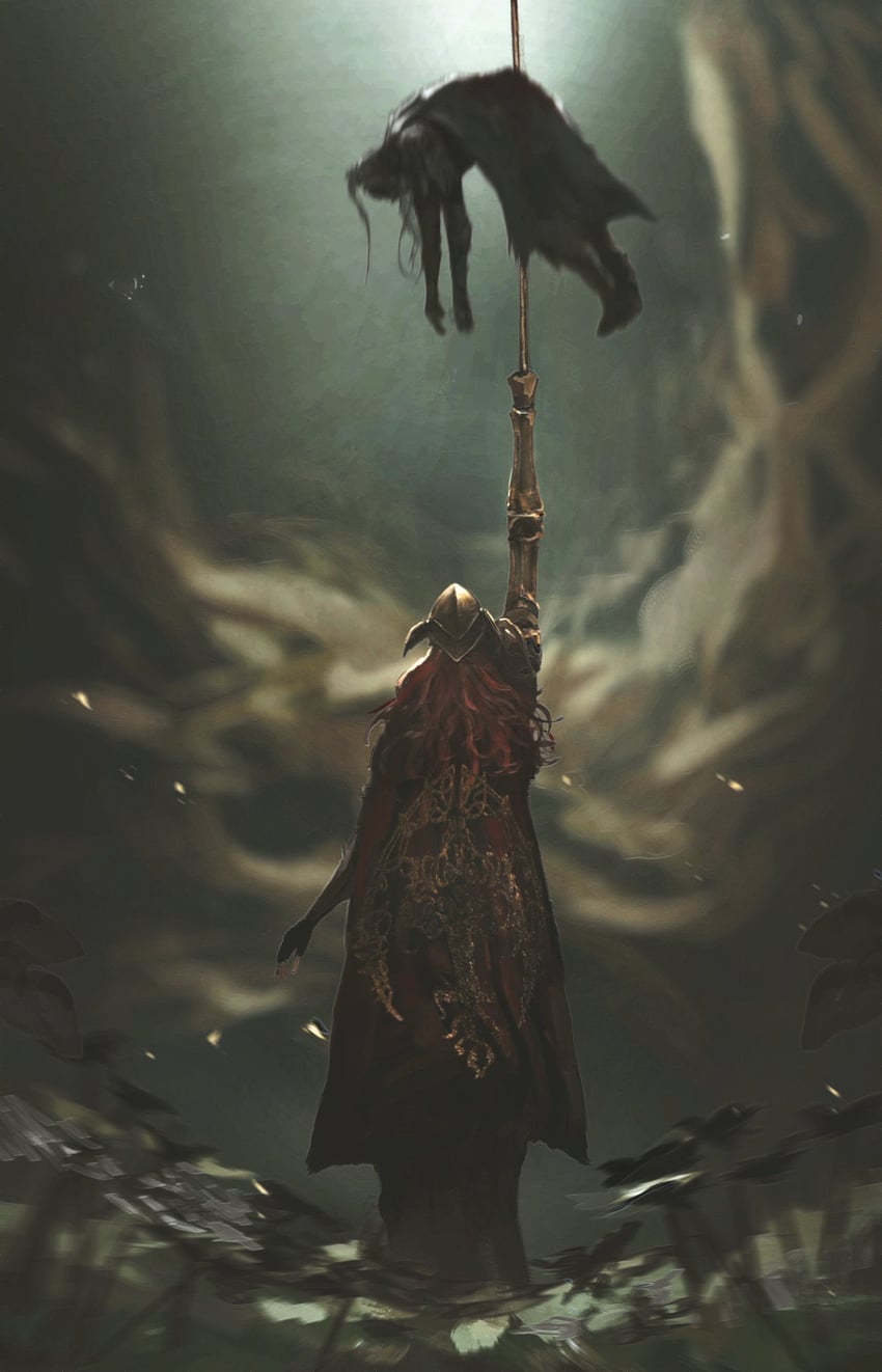 malenia blade of miquella, tarnished, and bloody wolf (elden ring) drawn by graffitigw
