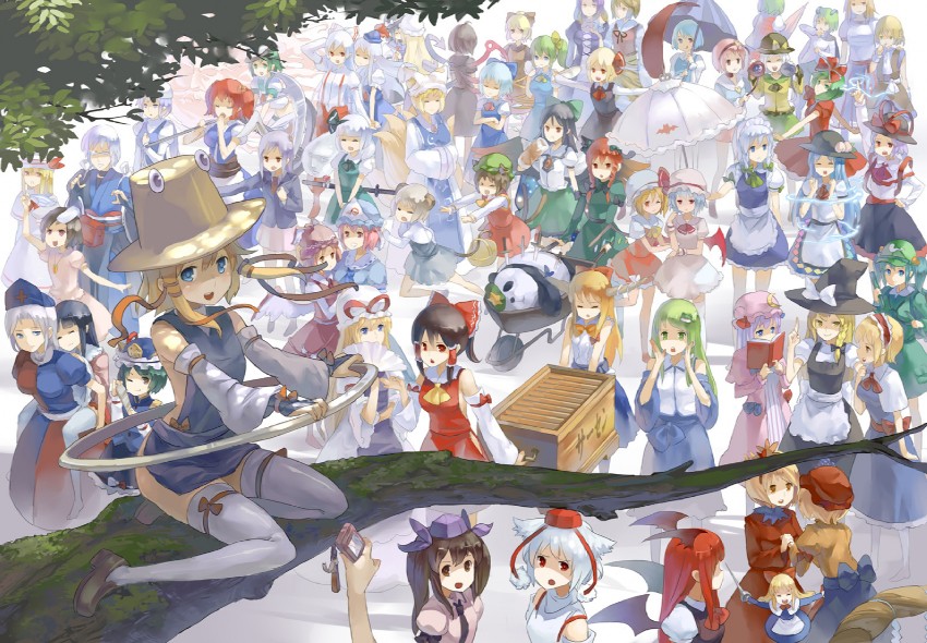 hakurei reimu, kirisame marisa, remilia scarlet, flandre scarlet, izayoi sakuya, and 56 more (touhou) drawn by 77gl