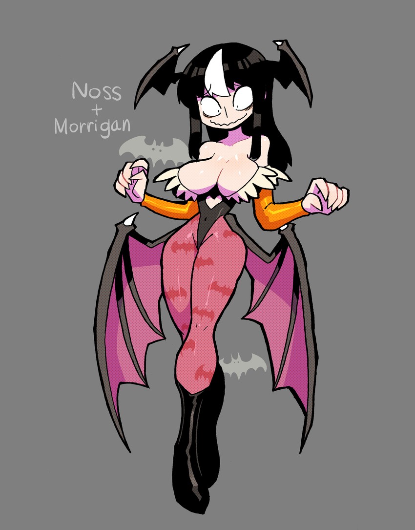 morrigan aensland and noss (original and 2 more) drawn by rariatto_(ganguri)