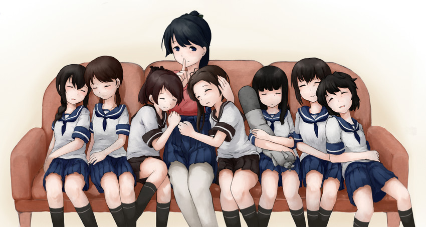 fubuki, houshou, hatsuyuki, shikinami, miyuki, and 3 more (kantai collection) drawn by nemubusoku