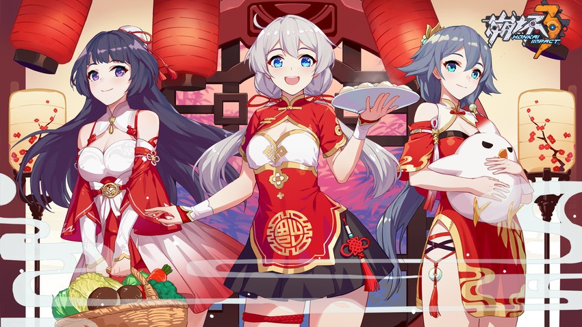 kiana kaslana, raiden mei, fu hua, and jingwei (honkai and 1 more)