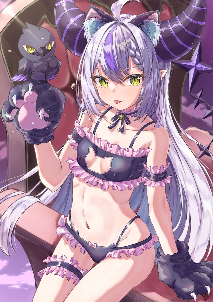 oyama mahiro, la+ darknesss, and crow (hololive and 1 more) drawn by qussie