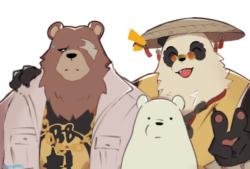 ben bigger, pan yinhu, and ice bear (zenless zone zero and 1 more) drawn by maosharki