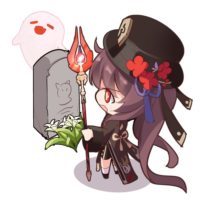 hu tao and boo tao (genshin impact) drawn by nahaki