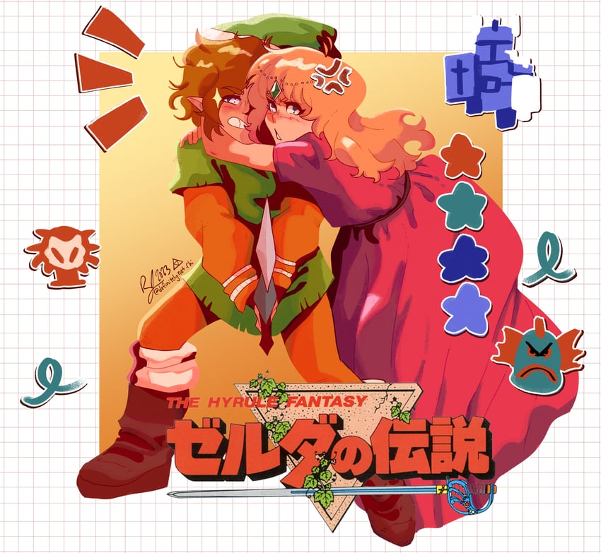 link, princess zelda, octorok, and darknut (the legend of zelda) drawn by rhi_(definitelynotrhi)