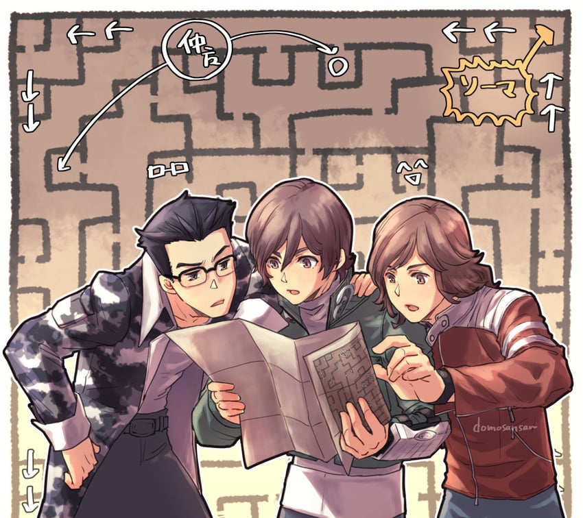 kazuya, yuji, and takeshi (shin megami tensei and 1 more) drawn by shinabita_nasubi