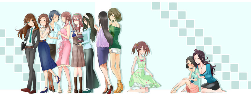 shibuya rin, takagaki kaede, sagisawa fumika, sasaki chie, ogata chieri, and 6 more (idolmaster and 1 more) drawn by takeshi_(ken_03_05)