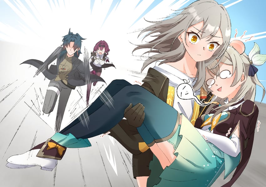 trailblazer, firefly, stelle, kafka, and blade (honkai and 1 more) drawn by shirozaya