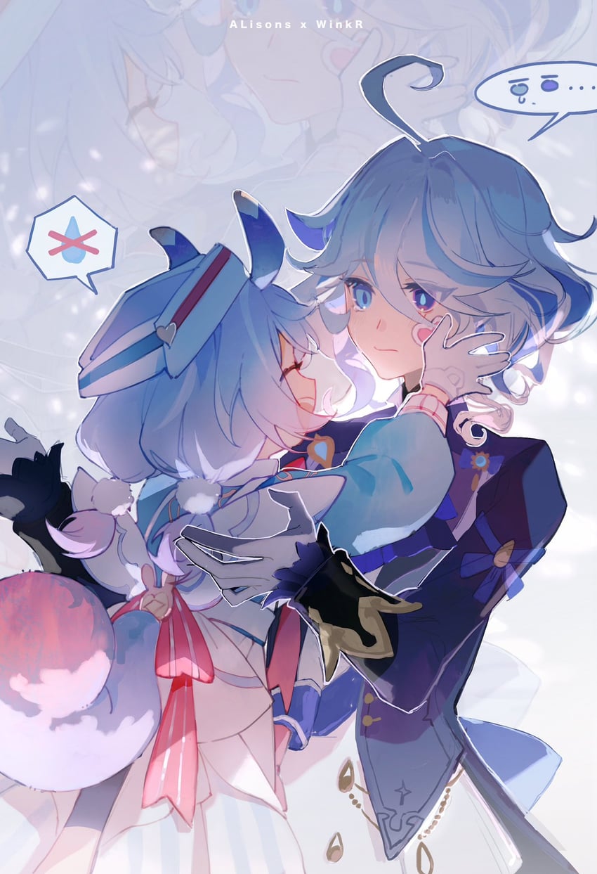 furina and sigewinne (genshin impact) drawn by aixixixixi and winkr