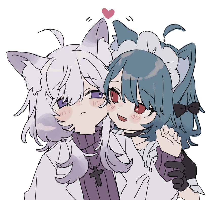 shion and tama (original) drawn by saku_(saku_3193)