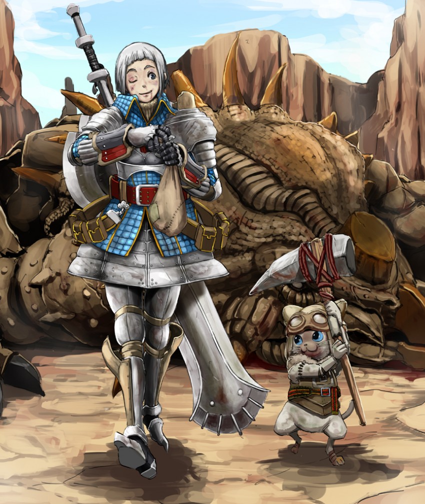 monster hunter and monoblos (monster hunter) drawn by butcha-u