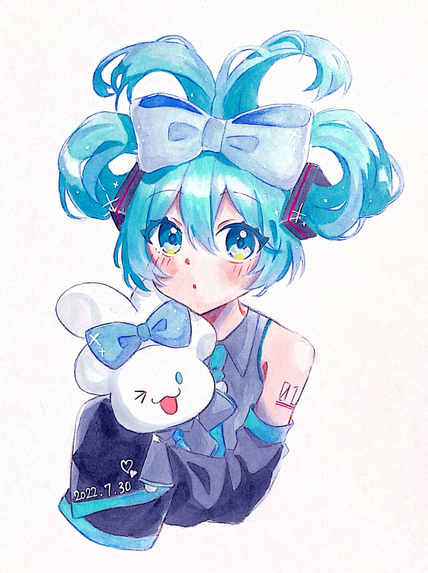 hatsune miku, cinnamoroll, and cinnamiku (vocaloid and 2 more) drawn by mokomokoloa