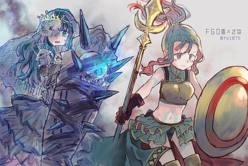 king hassan, futaba sana, and leonidas (fate and 3 more) drawn by totte
