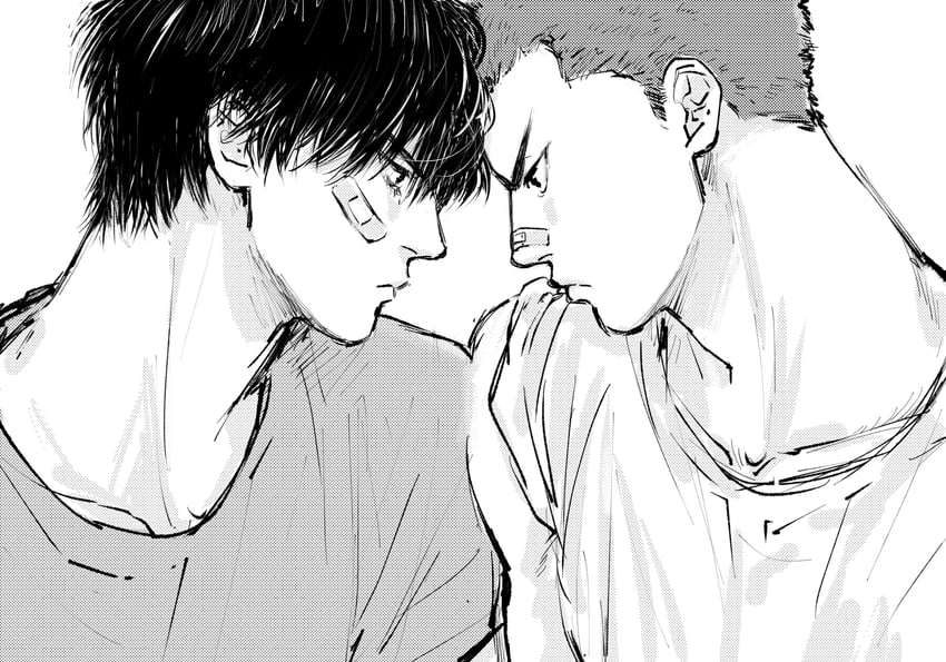 sakuragi hanamichi and rukawa kaede (slam dunk) drawn by yao0597