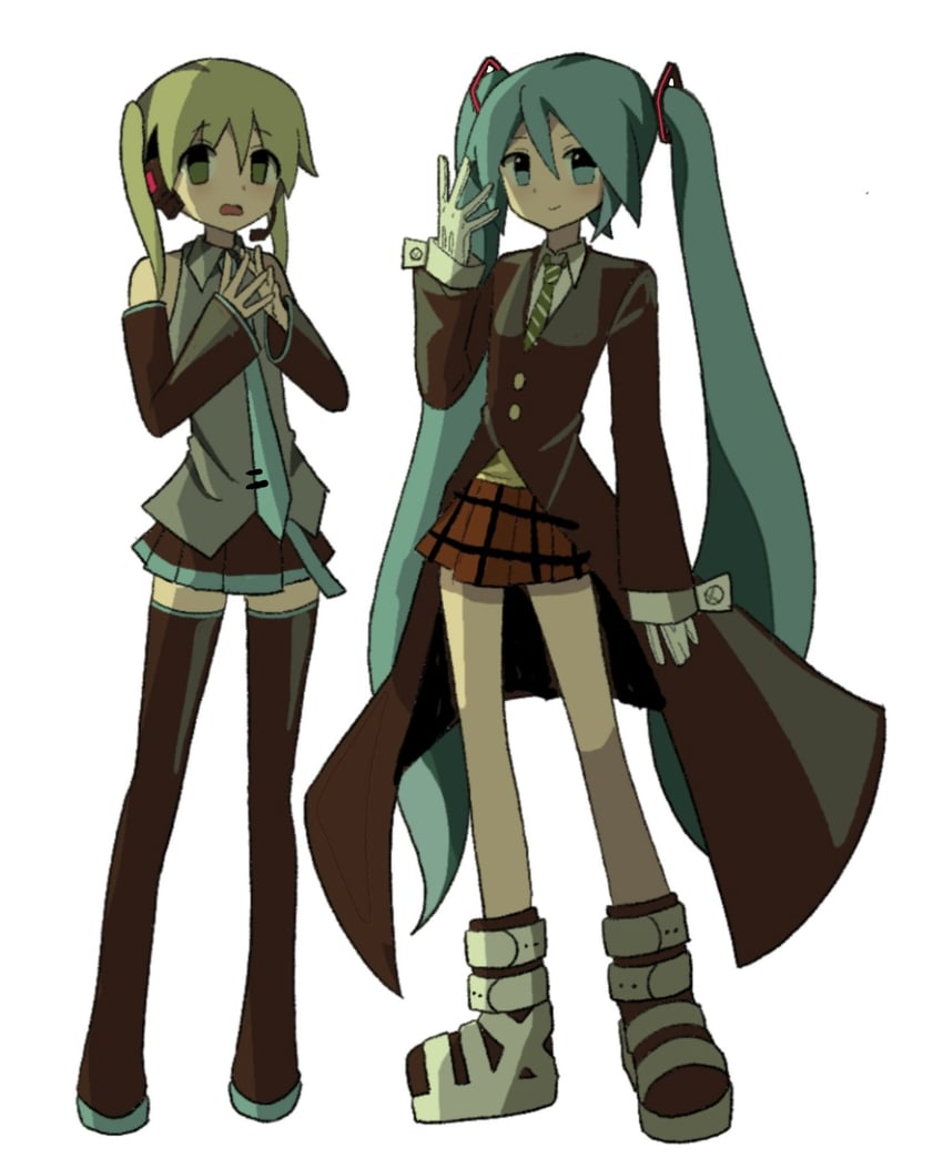 hatsune miku and maka albarn (vocaloid and 1 more) drawn by poopoopoppopoo