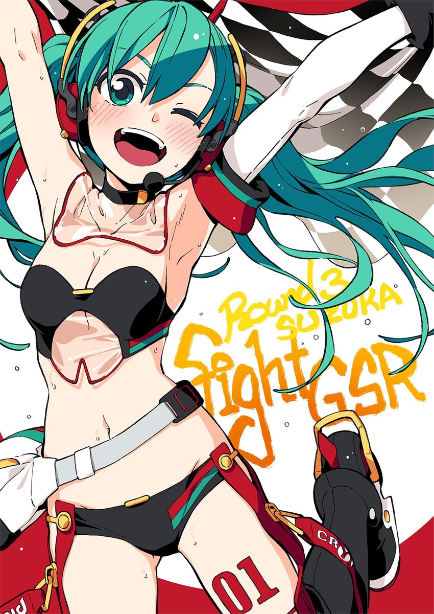 hatsune miku and racing miku (vocaloid and 1 more) drawn by len_(a-7)