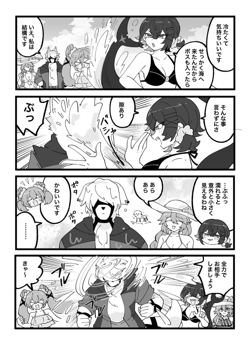 ellen joe, von lycaon, corin wickes, and alexandrina sebastiane (zenless zone zero) drawn by kanayuki
