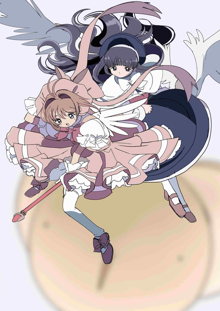 kinomoto sakura, kero, and daidouji tomoyo (cardcaptor sakura) drawn by edoya_inuhachi