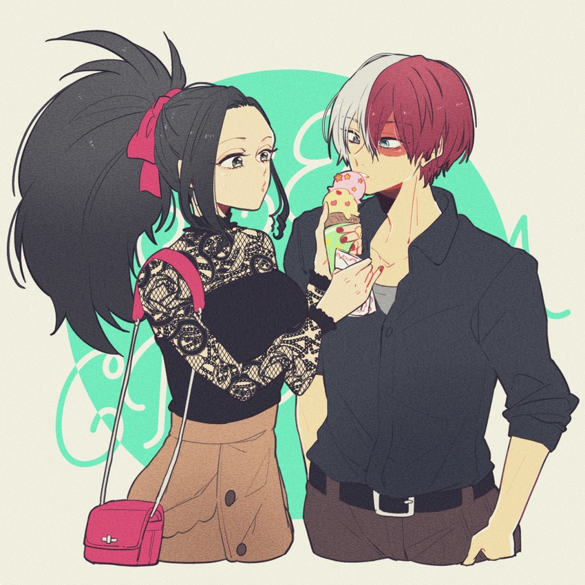 todoroki shoto and yaoyorozu momo (boku no hero academia) drawn by hiyoko_(prism.)