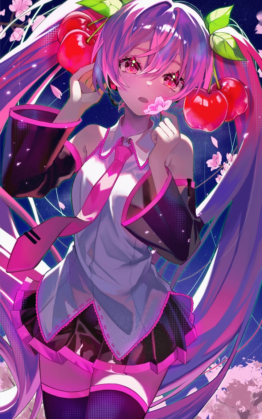 hatsune miku and sakura miku (vocaloid) drawn by kenpii_mo