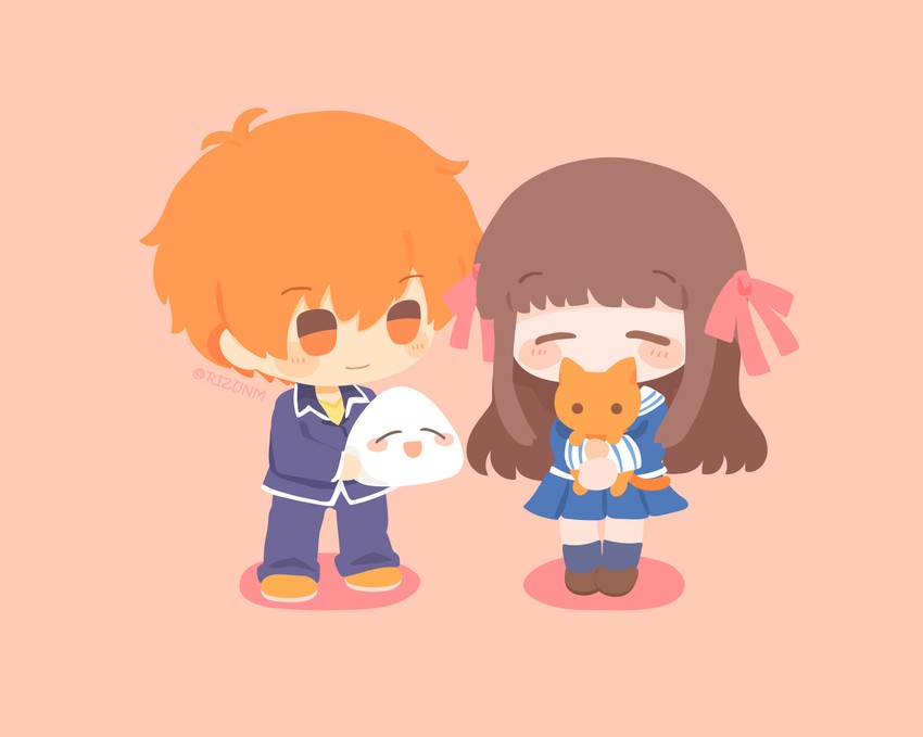 honda tohru and sohma kyou (fruits basket) drawn by rizu_(rizunm)