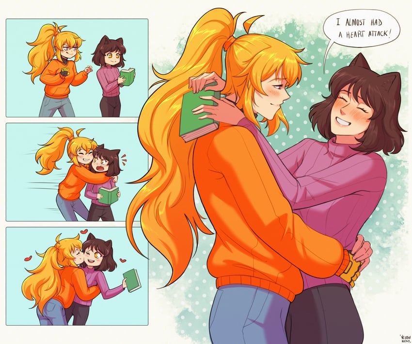 yang xiao long and blake belladonna (rwby) drawn by yellow_nicky