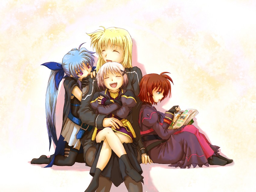 fate testarossa, stern the destructor, levi the slasher, and lord dearche (lyrical nanoha and 4 more) drawn by hajiro