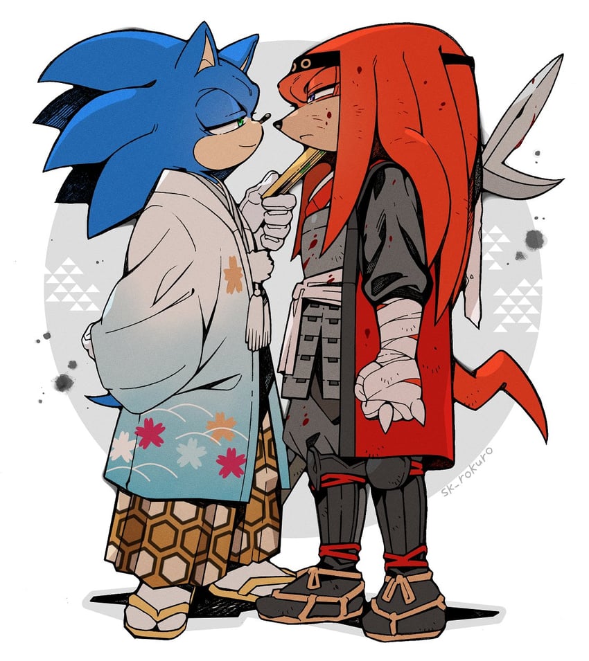 sonic the hedgehog and knuckles the echidna (sonic) drawn by sk_rokuro