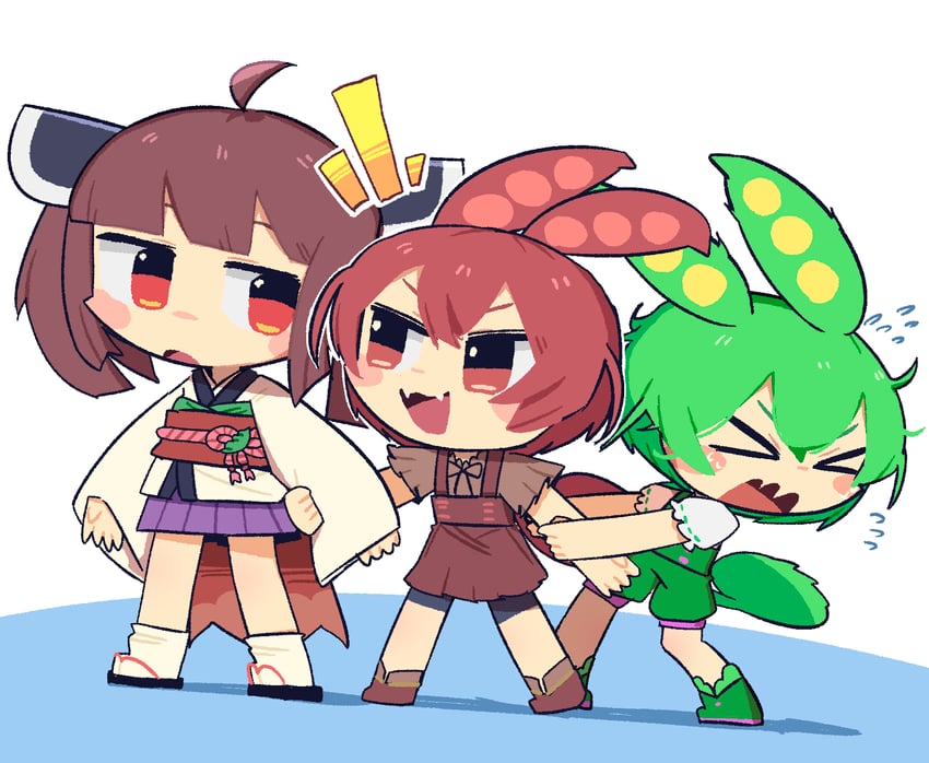 touhoku kiritan, zundamon, and ankomon (voiceroid and 1 more) drawn by konohoshi