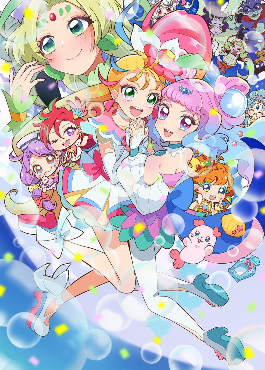 laura la mer, natsuumi manatsu, suzumura sango, takizawa asuka, ichinose minori, and 13 more (precure and 1 more) drawn by mamepote