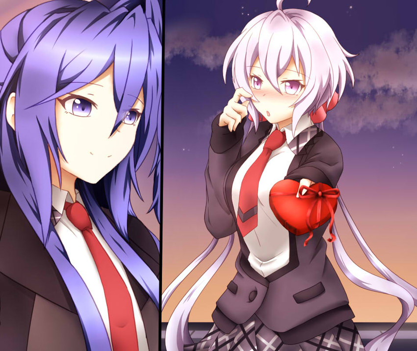 yukine chris and kazanari tsubasa (senki zesshou symphogear) drawn by hiiragi_natsume