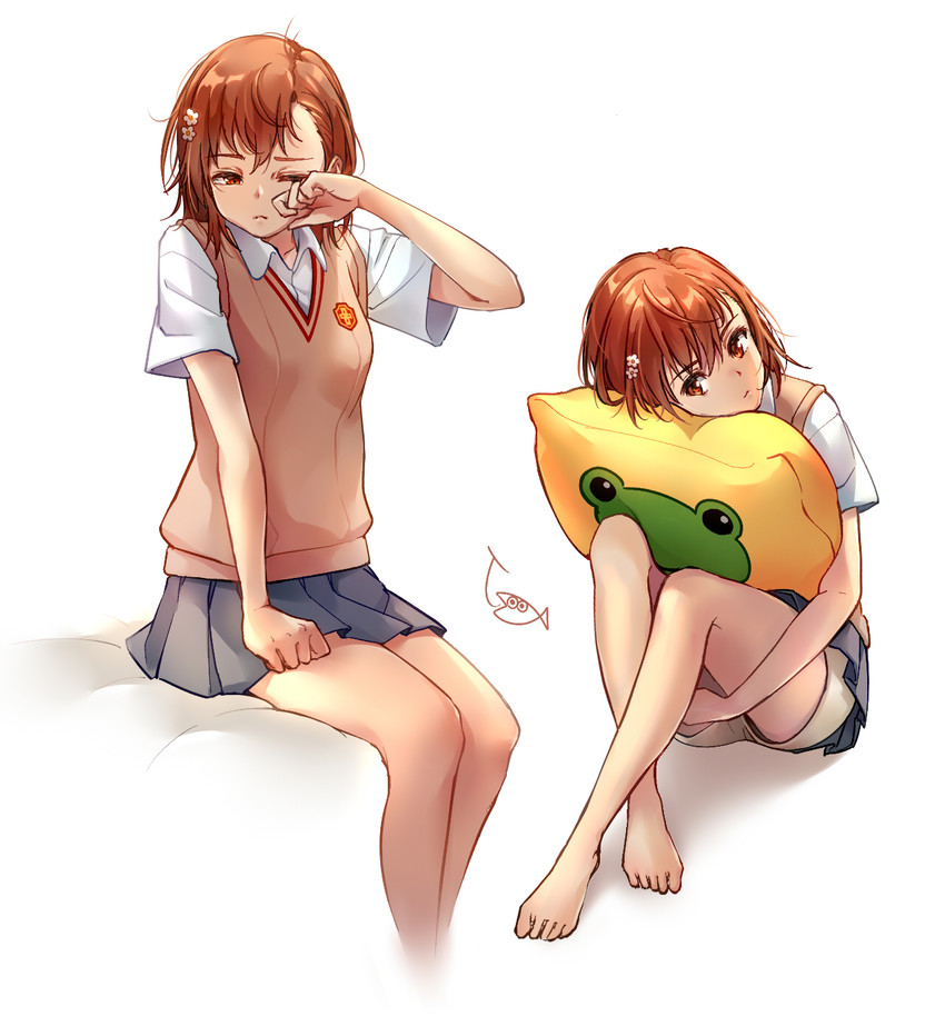misaka mikoto and gekota (toaru majutsu no index and 1 more) drawn by nyamunyamu