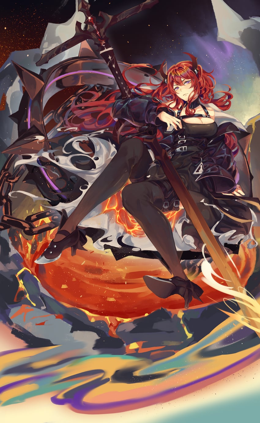 surtr and surtr's golem (arknights) drawn by kikan_(kikanoe)